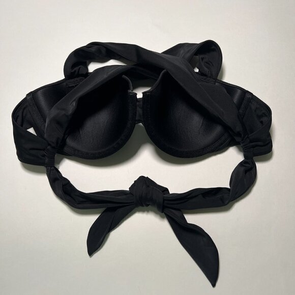 Victoria Secret 34C Twist Front Balconette Bikini Top Crossback Underwire Black - Picture 6 of 7